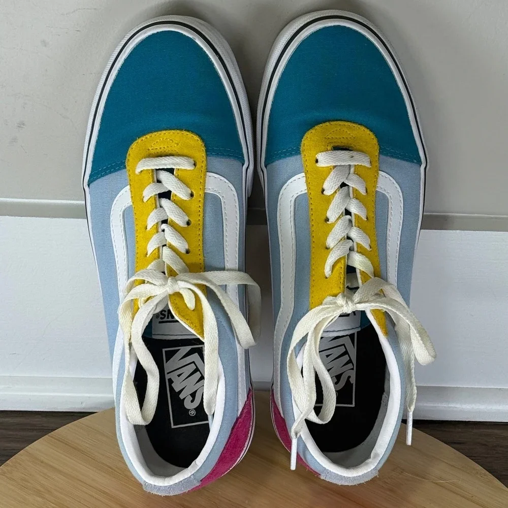Vans Old Skool Sneakers Womens 9 Multi Color Colorblock Low Top Skatercore Vibe